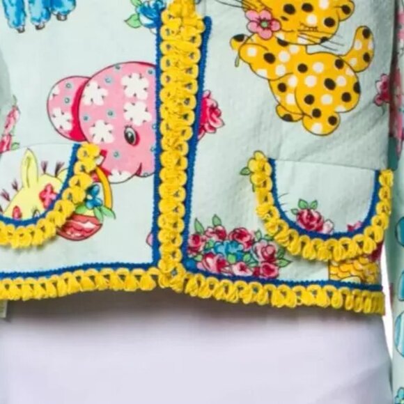 Moschino Couture Calico Animals Piquet Nursery Rhyme JACKET ONLY Lace US 6 2022 - Picture 12 of 13